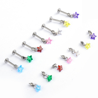 Pendentif balle en titane ASTM F136, boucle d'oreille étoile à cinq branches, clou de lèvre en zircone cubique, bijoux de piercing pour cartilage pour femme, fabrication usine
