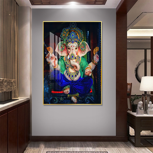ガネーシュ神の宗教的な真鍮の像額入り絵画インドの神々アート5Dダイヤモンドクリスタル磁器絵画壁の装飾 - Product Image 5