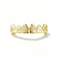 Promotion : Grillz dentaire vintage en laiton sculpté, entièrement serti de zircons, 6 dents, bijou de bouche Hip Hop pour hommes, style Rap, vente en gros
