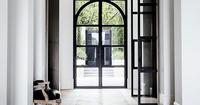 Puerta Arqueada de Acero con Rotura de Puente Térmico, Vidrio Templado Doble Low-E, Estilo Retro Francés para Jardín