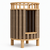 Griffoir cylindrique pour chat Kate Paradise C avec fenêtre de vue et balcon supérieur 46x41x10cm en bois massif, sisal naturel, écologique