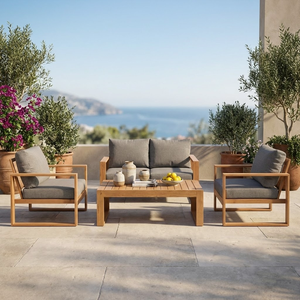 Set di Divani da Esterno Moderni <span class=keywords><strong>e</strong></span> Durevoli in Alluminio Ecologico Impermeabile con Cuscini <span class=keywords><strong>e</strong></span> Tavolino da Caffè per Giardino, Balcone, Cortile, Hotel, Parco - Product Image 1