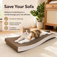Griffoir en carton pour chats d'intérieur, planche à gratter ondulée avec herbe à chat, tapis à gratter durable sans désordre, accessoires pour jouets pour chats