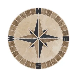 Se busca Mariners Compass travertino Backsplash balcón mosaico azulejos de pizarra medallón de piso