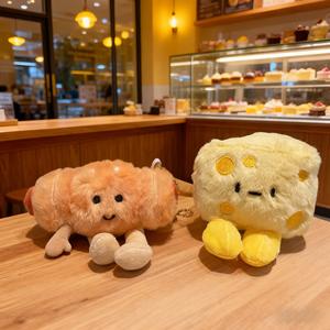 Nouveau style : jouet en peluche en forme de fromage, figurine de hamburger, figurine de saucisse, porte-clés dessin animé - vente en gros - Product Image 1