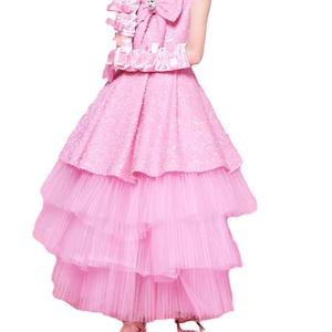 Personalizado <span class=keywords><strong>retro</strong></span> niños Bebé Rosa niñas Vestido ligero de lujo estilo arco princesa vestido con chaqueta - Product Image 3