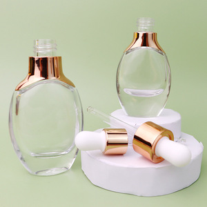 Hai Mystery Bouteille en verre de 30ml à fond épais Emballage cosmétique vide plat avec pompe à goutte pour le volume du sérum de soin de la peau - Product Image 2