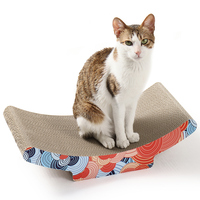 Lit grattoir incurvé de luxe pour chat en carton ondulé, coussin de grattage pour chat
