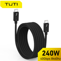 Kabel Thunderbolt 5 TUTI Berkualitas Tinggi Transmisi Kecepatan Tinggi 2m 240w 80Gbps 8K60hz Twisted Pair/Coaxial Thunderbolt 4 untuk PC
