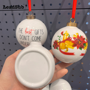 Wholesale Decorative Hanging Customized Christmas Tree Sublimation White <strong>Ceramic</strong> Ornaments Ball <strong>Bauble</strong> with Printed Logo - Product Image 1