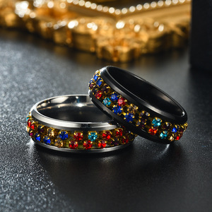 Anel giratório de diamantes, anel de aço inoxidável colorido, corrente giratória para homens e mulheres - Product Image 5