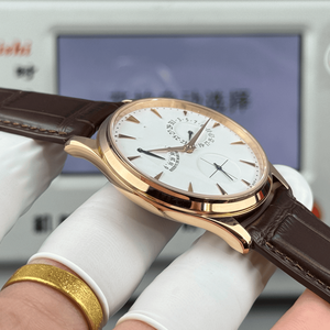 Men's Self-Winding Mechanical Watch with Power Reserve Date Complication Small Seconds Leather Band Stainless Steel Case - Product Image 6