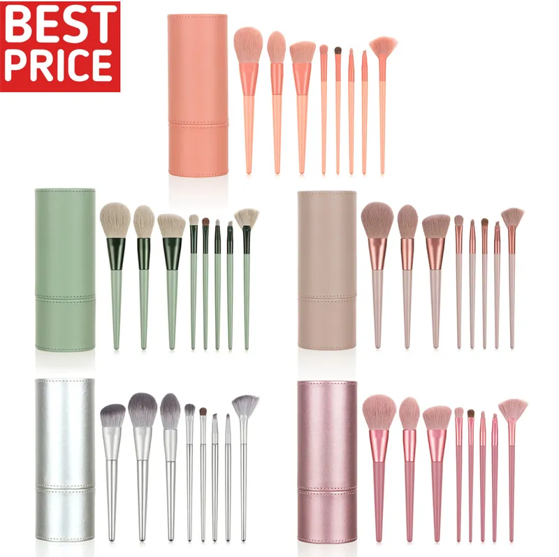 HEXUE 8pcs makeup brush tool set Powder Blush Foundation Eye Shadow Lip Make Up Fan Brush Cosmetic Kit with case