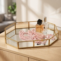 Plateau de vanité en métal doré et verre, organisateur décoratif de bijoux et de maquillage pour commode, salle de bain, décoration intérieure