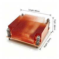 Refroidisseur de processeur de serveur passif 95W pour Intel LGA1700-1U1C, dissipateur thermique tout en cuivre avec ailettes en cuivre de 0,35 mm d'épaisseur, sans ventilateur, radiateur