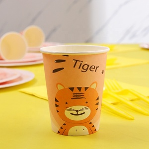Civi ชุดเครื่องใช้บนโต๊ะอาหารสำหรับเด็กลายเสือแสนหวานชุดเครื่องใช้บนโต๊ะอาหารแบบใช้แล้วทิ้งชุดถ้วยกระดาษสำหรับงานปาร์ตี้ - Product Image 2