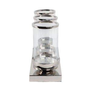 Centrotavola con 3 Candele, Portacandele in Metallo e Vetro per Candele a Colonna, Decorazione per Tavoli da Matrimonio - Product Image 3