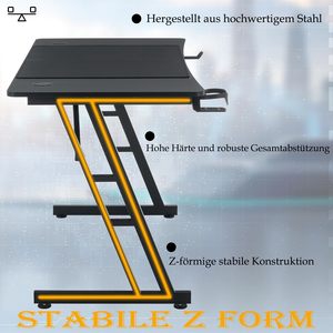 <span class=keywords><strong>Bureau</strong></span> de jeu moderne en panneaux de particules avec éclairage LED, support pour casque, porte-gobelet et grand tapis de souris – Prix abordable - Product Image 3