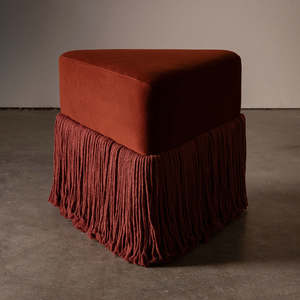 Modern Durable Triangular <strong>Mustard</strong> Velvet <strong>Footstool</strong> Ottoman Living Room Furniture Farmhouse Pouf Stools and Ottomans for Bedroom - Product Image 4