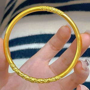 กำไลข้อมือทองคำชุบแบบด้าน 5 มม. งานฝีมือโบราณจาก<span class=keywords><strong>เวียดนาม</strong></span> ดีไซน์เรียบง่าย สำหรับผู้หญิง  กำไลแฟชั่นเสริมเสน่ห์ - Product Image 6