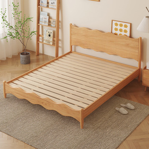 Nordic Solid Wood Bed 1.8m 1.5m Modern Minimalist Ash Wood Platform Bed Bedroom Furniture - Product Image 3