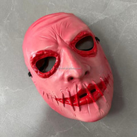 Masque de femme fantôme HLC Halloween avec cicatrice rouge sur le visage et la bouche, masque de cosplay pour fête costumée, maison hantée et escape room