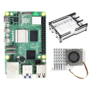 New Raspberry Pi 5 MODEL 4GB RAM BCM2712 Linux computer in stock Development Board Kits Transparent Black Acrylic Case and fan