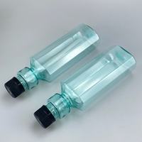 Bouteilles en plastique vert transparentes carrées de 500 ml, flacons vides pour bain de bouche avec compartiment doseur gradué pour soins bucco-dentaires