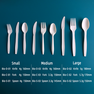 Sinh thái thân thiện phân hủy sinh học dùng một lần nhựa cpla tinh bột ngô tinh bột bắp ngã ba và muỗng dùng một lần thiết lập dao kéo với khăn ăn - Product Image 6