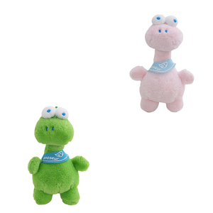 Set di 2 Peluche Dinosauro Verde e Rosa, Bambola con Occhi Mobili per Regali di Natale e Regalini per Bambini - Product Image 1