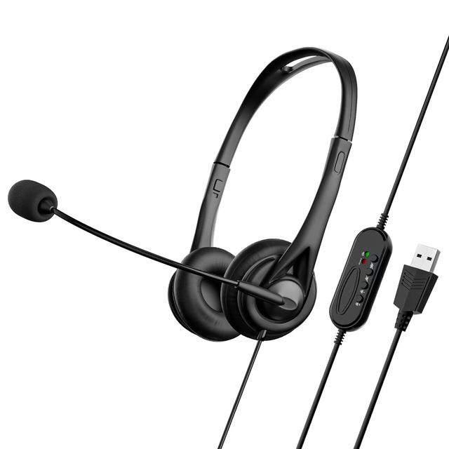 490 USB Office Call Center Headset Volume Control Black 30mm Drivers 20Hz-20kHz Frequency Range 110dB Sensitivity 32 Ohm