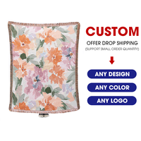 Plaid Jacquard en Coton Tissé Épais, Personnalisé en Polaire Corail avec Bordure à Pompons, Haute Qualité pour Décoration Intérieure et Voyage