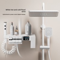 Juego de ducha termostático inteligente de cobre todo en uno montado en la pared con pantalla digital LED y barra deslizante, venta al por mayor