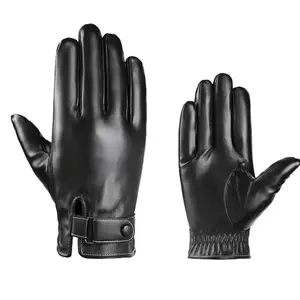 Gants en cuir jacquard noir décontractés chauds d'hiver pour hommes de haute qualité Soccer Max Pro OX-G-GK-001 pour conduite en plein air avec écran tactile - Product Image 1