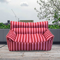 Canapé pouf moderne en tissu 2025, double place, design rayé, extérieur/intérieur, housse amovible imperméable, usine chinoise