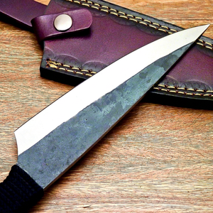 Cuchillo de Caza con Hoja de Acero al Carbono, Borde Recto, Grosor de 0.6 mm, Grado DIY, con Funda de Cuero Morado - Product Image 1