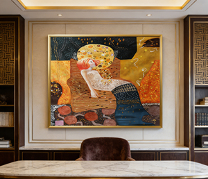 Opera d'arte ispirata a 'Serpenti d'Acqua II' di Gustav Klimt, maestria simbolista per l'arredamento di lusso - Product Image 5