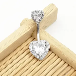 CZ Heart <strong>Belly</strong> Button Ring 14G Navel Piercing <strong>Bar</strong> 925 <strong>Sterling</strong> <strong>Silver</strong> Piercing <strong>Belly</strong> Piercing Jewelry Hot Selling Body Jewelry - Product Image 3