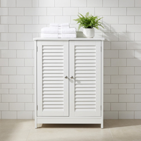 Armoire d'angle triangulaire moderne en MDF blanc pour salles de bain, avec double porte à persiennes, design gain de place pour hôtels