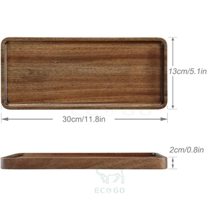 Ensemble de plateaux en bois artisanaux Plateau en bois d'acacia naturel, assiette à fromage en bois pour ensemble de plats de service - Product Image 5