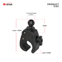 Penjepit Logam Industri Kokoh dengan Ball Joint 1 Inci, Dudukan Bola, Penjepit Aluminium untuk Ponsel, Putar 360 Derajat untuk Motor, untuk Ram