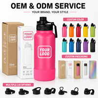 Offre Spéciale – Bouteille d'eau isotherme en acier inoxydable à double paroi de 18 oz et 32 oz avec bouchon à vis à large ouverture pour la gym, personnalisable avec logo