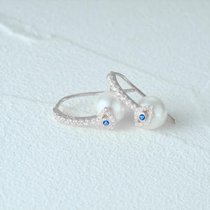 Bijoux fins de luxe, anti-allergiques, argent 925, boucles d'oreilles œil de démon, boucles d'oreilles créoles en diamant blanc et perle pour femmes, port quotidien - Product Image 4