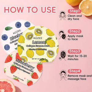 Masque facial hydratant <span class=keywords><strong>en</strong></span> feuille de soin de la peau au collagène de fruits coloré, biologique, végétalien, <span class=keywords><strong>en</strong></span> marque propre - Product Image 4