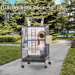 Gabbia per Uccelli di Lusso Interattiva in Ferro Battuto con Supporto Rotante e Vassoio in Plastica, Design Solido per Pappagalli - Product Image 4