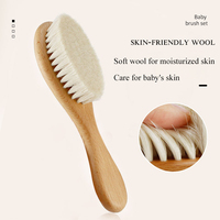 Vente en gros 3 pièces brosse à cheveux et peigne pour bébé personnalisé peigne en bois naturel brosse à cheveux pour bébé en laine douce pour nouveau-nés