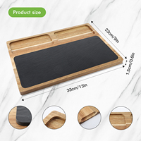 Plateau de service en ardoise naturelle et bois d'acacia, style américain, écologique, pour fromages, idéal pour hôtels, restaurants et traiteurs - Vente chaude