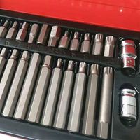 Lot de 40 clés à cliquet en acier haute résistance, jeu d'outils à douilles, entraînement 1/2 pouce, avec mallette rigide verrouillable rouge, garantie 3 ans