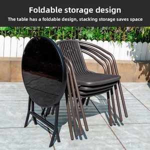 Conjunto de Mesa Plegable Moderna para Exteriores con Sillas de Ratán, <span class=keywords><strong>Sombrilla</strong></span> para Patio, Gimnasio, Hotel, Jardín, <span class=keywords><strong>Terraza</strong></span>, Balcón, Cafetería, Comedor y Ocio - Product Image 3