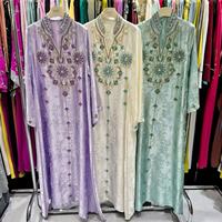 Robe longue maxi musulmane modeste faite à la main pour femme, brodée de perles et de sequins colorés, idéale pour l'Aïd et les mariages